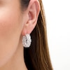 Thumbnail Image 2 of Marquise-Cut and Round Lab-Created White Sapphire Floral Cluster Inside-Out Hoop Earrings in Sterling Silver