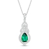 Thumbnail Image 0 of Pear-Shaped Lab-Created Emerald and White Sapphire Interwoven Drop Pendant in Sterling Silver