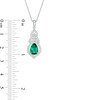 Pear-Shaped Lab-Created Emerald and White Sapphire Interwoven Drop Pendant in Sterling Silver