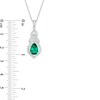 Thumbnail Image 2 of Pear-Shaped Lab-Created Emerald and White Sapphire Interwoven Drop Pendant in Sterling Silver