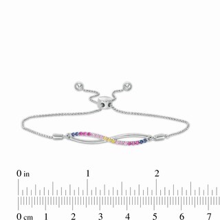 Lab-Created Multi-Colour Sapphire Infinity Bolo Bracelet in Sterling Silver - 9.5"