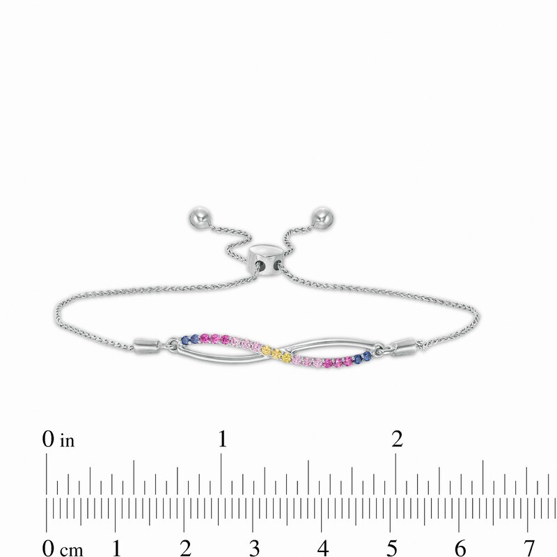 Lab-Created Multi-Colour Sapphire Infinity Bolo Bracelet in Sterling Silver - 9.5"