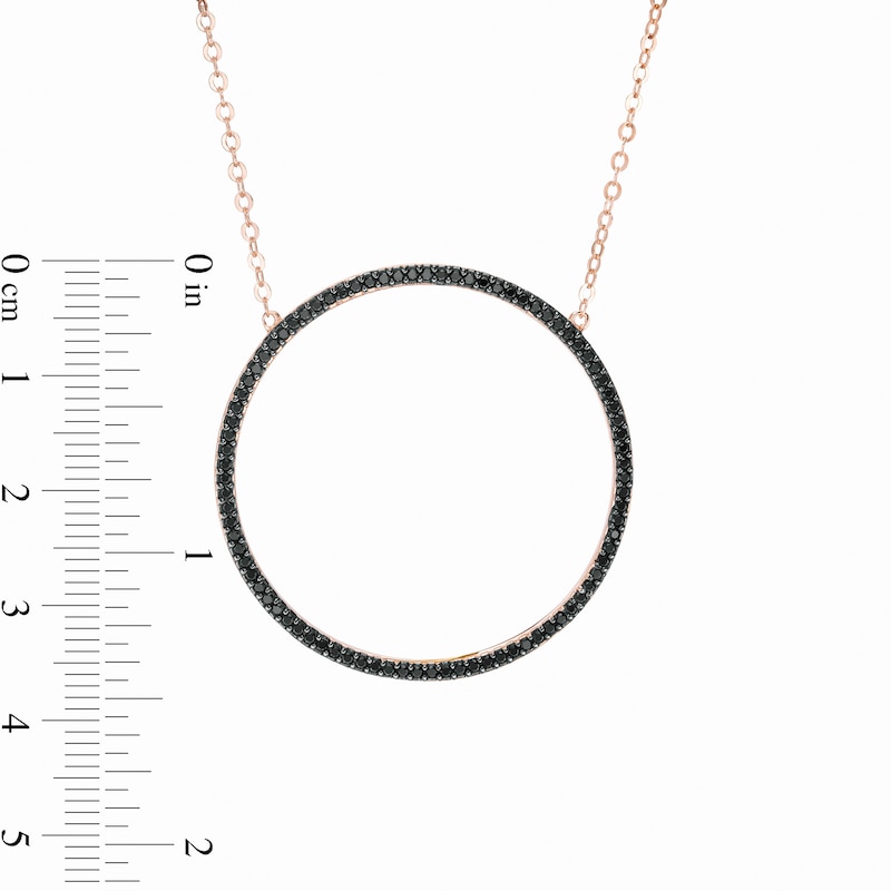 Black Spinel Circle Necklace in Sterling Silver with 18K Rose Gold Plate