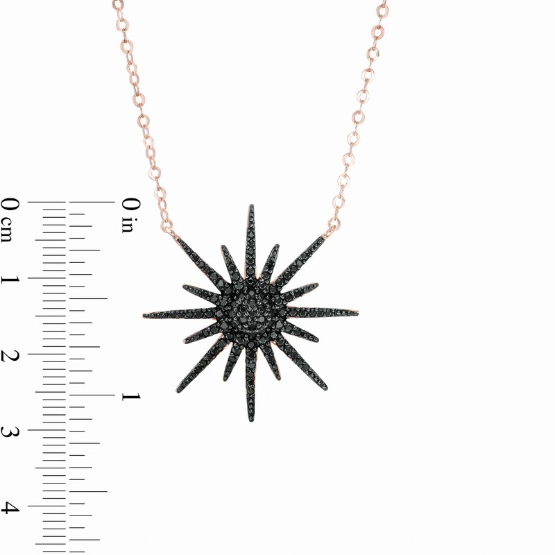 Main Image 3 of Black Spinel Sunburst Necklace in Sterling Silver with 18K Rose Gold Plate