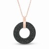 Black Spinel Multi-Row Circle Drop Pendant in Sterling Silver with 18K Rose Gold Plate