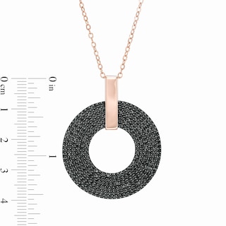 Black Spinel Multi-Row Circle Drop Pendant in Sterling Silver with 18K Rose Gold Plate