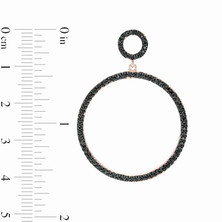 Black Spinel Double Circle Drop Earrings in Sterling Silver with 18K Rose Gold Plate
