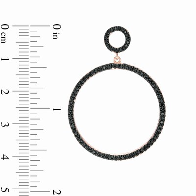 Black Spinel Double Circle Drop Earrings in Sterling Silver with 18K Rose Gold Plate