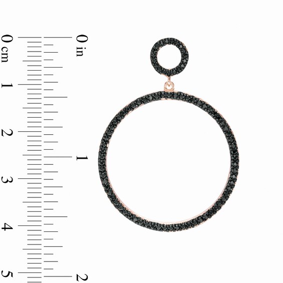 Black Spinel Double Circle Drop Earrings in Sterling Silver with 18K Rose Gold Plate