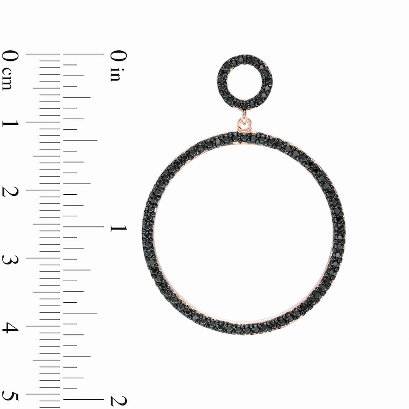 Main Image 3 of Black Spinel Double Circle Drop Earrings in Sterling Silver with 18K Rose Gold Plate