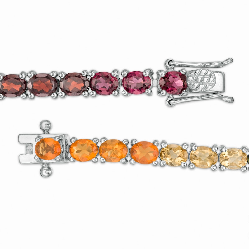 Main Image 3 of Oval Multi-Gemstone Tennis Bracelet in Sterling Silver