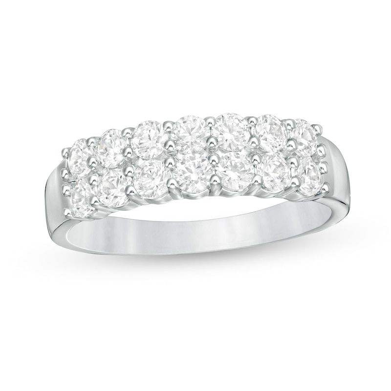 Main Image 1 of 1.00 CT. T.W. Diamond Double Row Anniversary Band in 14K White Gold