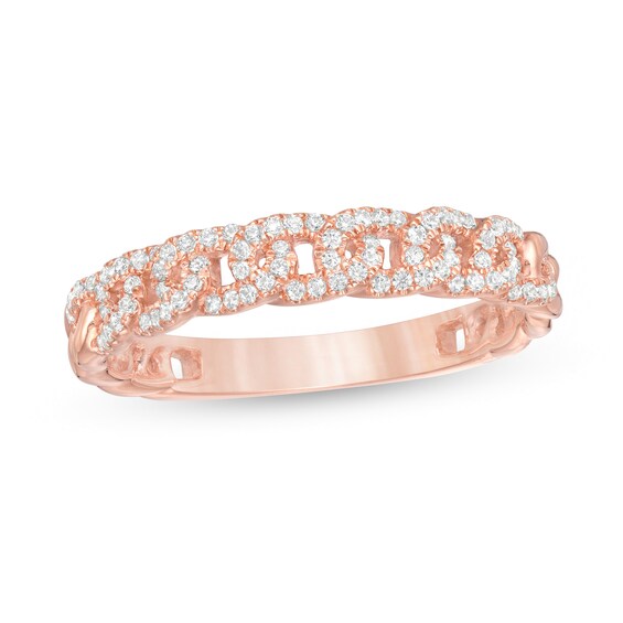 0.25 CT. T.W. Diamond Chain Link Anniversary Band in 14K Rose Gold