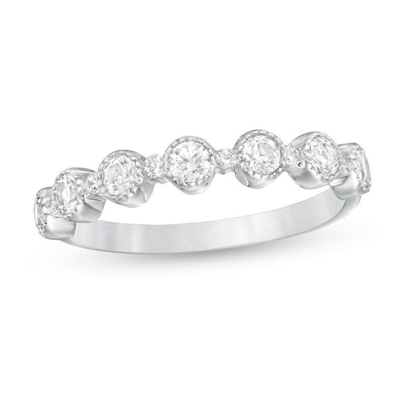 Main Image 1 of 0.45 CT. T.W. Diamond Vintage-Style Anniversary Band in 14K White Gold