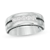 Thumbnail Image 1 of Vera Wang Love Collection Men's 0.69 CT. T.W. Black and White Diamond Five Stone Wedding Band in 14K White Gold
