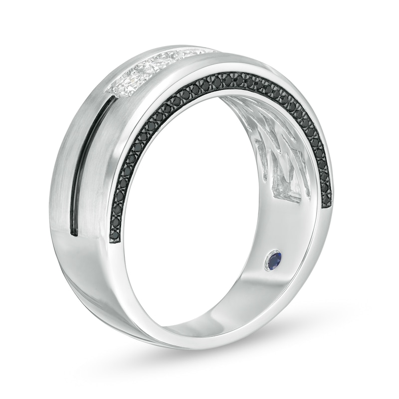 Vera Wang Love Collection Men's 0.69 CT. T.W. Black and White Diamond Five Stone Wedding Band in 14K White Gold