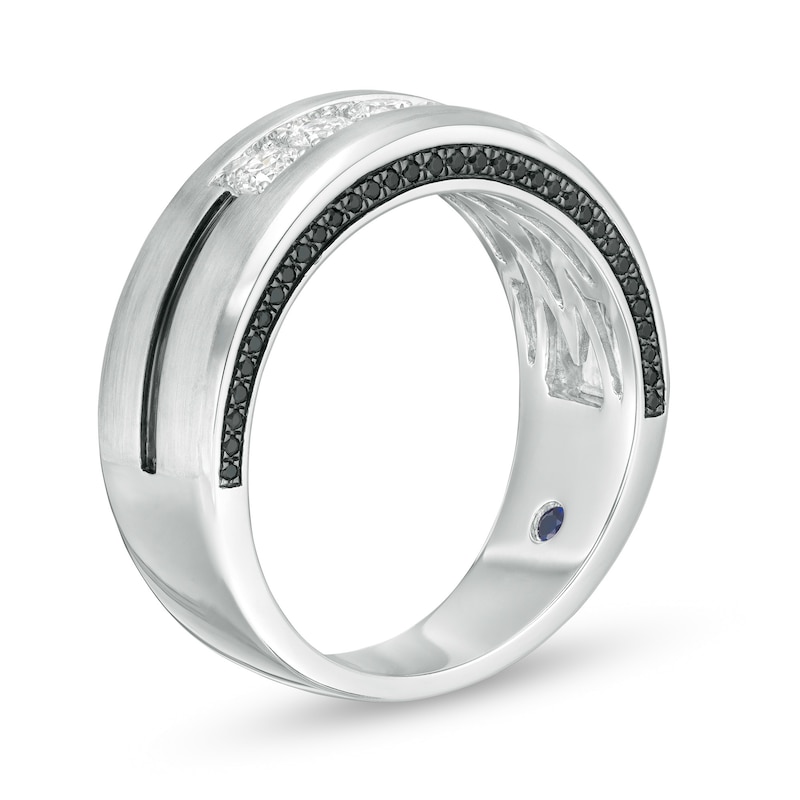Main Image 3 of Vera Wang Love Collection Men's 0.69 CT. T.W. Black and White Diamond Five Stone Wedding Band in 14K White Gold
