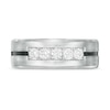 Thumbnail Image 3 of Vera Wang Love Collection Men's 0.69 CT. T.W. Black and White Diamond Five Stone Wedding Band in 14K White Gold