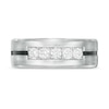 Thumbnail Image 4 of Vera Wang Love Collection Men's 0.69 CT. T.W. Black and White Diamond Five Stone Wedding Band in 14K White Gold