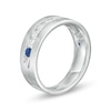 Vera Wang Love Collection Men's 0.95 CT. T.W. Diamond and Blue Sapphire Wedding Band in 14K White Gold