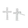Thumbnail Image 1 of 0.10 CT. T.W. Diamond Cross Stud Earrings in Sterling Silver