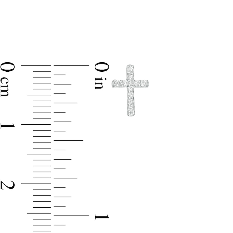 Main Image 3 of 0.10 CT. T.W. Diamond Cross Stud Earrings in Sterling Silver