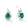 Thumbnail Image 1 of Pear-Shaped Lab-Created Emerald and White Sapphire Open Flame Stud Earrings in Sterling Silver