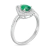 Thumbnail Image 2 of Pear-Shaped Lab-Created Emerald and White Sapphire Open Flame Ring in Sterling Silver