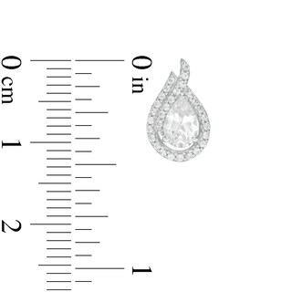 Pear-Shaped Lab-Created White Sapphire Flame Stud Earrings in Sterling Silver