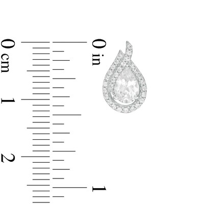 Pear-Shaped Lab-Created White Sapphire Flame Stud Earrings in Sterling Silver