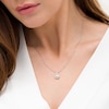 5.0mm Button Freshwater Cultured Pearl and Lab-Created White Sapphire Flame Pendant in Sterling Silver