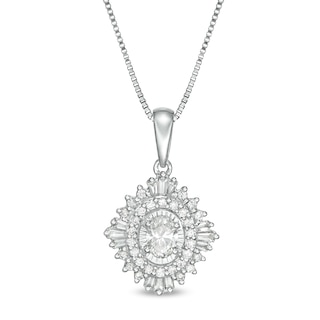 Marilyn Monroe™ Collection 0.37 CT. T.W. Oval Diamond Frame Starburst Pendant in 10K White Gold
