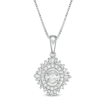 Marilyn Monroe™ Collection 0.37 CT. T.W. Oval Diamond Frame Starburst Pendant in 10K White Gold