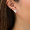 Thumbnail Image 1 of Marilyn Monroe™ Collection 0.58 CT. T.W. Oval Diamond Frame Starburst Stud Earrings in 10K White Gold