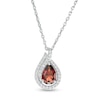 Thumbnail Image 0 of Pear-Shaped Garnet and Lab-Created White Sapphire Flame Pendant in Sterling Silver