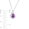 Pear-Shaped Amethyst and Lab-Created White Sapphire Flame Pendant in Sterling Silver