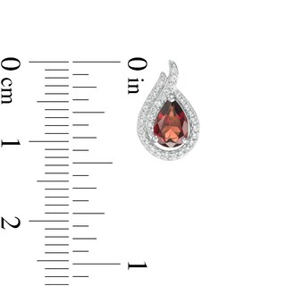 Pear-Shaped Garnet and Lab-Created White Sapphire Flame Stud Earrings in Sterling Silver