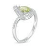 Thumbnail Image 2 of Pear-Shaped Peridot and Lab-Created White Sapphire Flame Ring in Sterling Silver