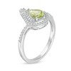 Thumbnail Image 2 of Pear-Shaped Peridot and Lab-Created White Sapphire Flame Ring in Sterling Silver