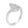 Thumbnail Image 3 of Pear-Shaped Aquamarine and Lab-Created White Sapphire Flame Ring in Sterling Silver