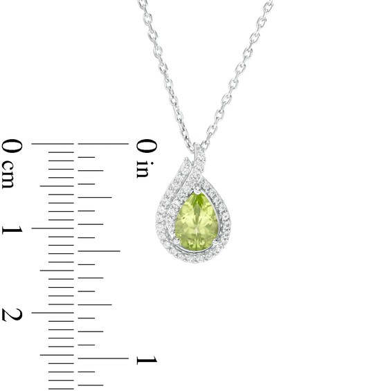 Pear-Shaped Peridot and Lab-Created White Sapphire Flame Pendant in Sterling Silver