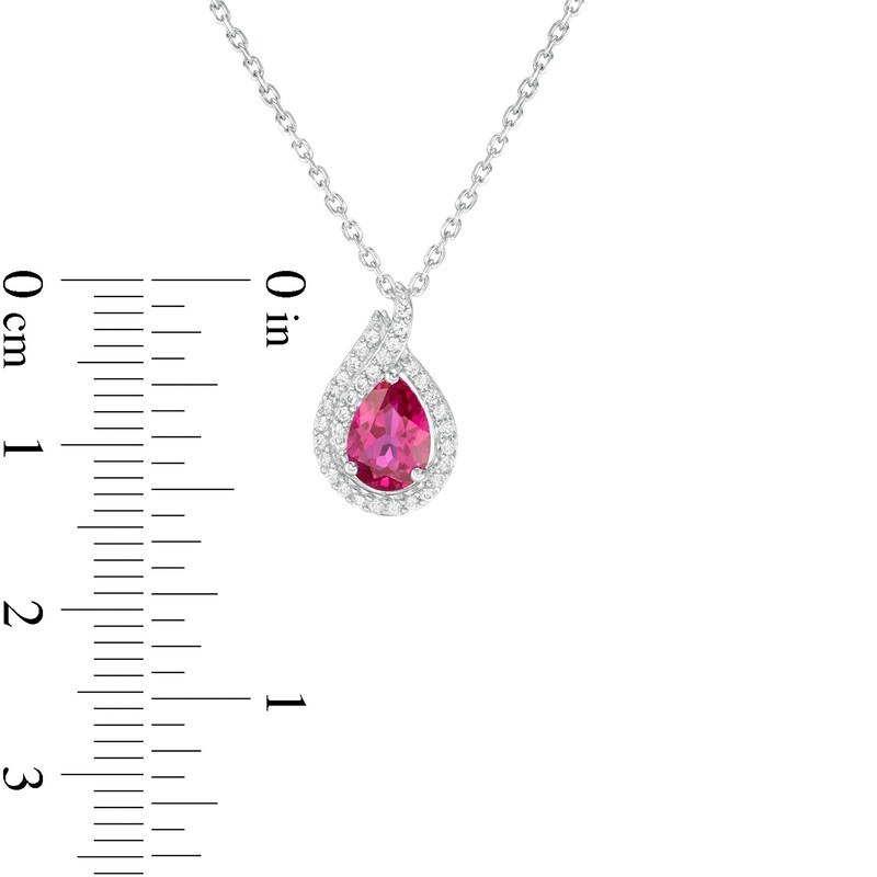 Pear-Shaped Lab-Created Ruby and White Sapphire Flame Pendant in Sterling Silver