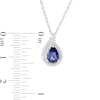 Thumbnail Image 2 of Pear-Shaped Lab-Created Blue and White Sapphire Flame Pendant in Sterling Silver