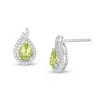 Thumbnail Image 0 of Pear-Shaped Peridot and Lab-Created White Sapphire Flame Stud Earrings in Sterling Silver