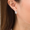 Thumbnail Image 1 of Pear-Shaped Aquamarine and Lab-Created White Sapphire Flame Stud Earrings in Sterling Silver