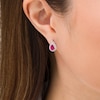 Pear-Shaped Lab-Created Ruby and White Sapphire Flame Stud Earrings in Sterling Silver