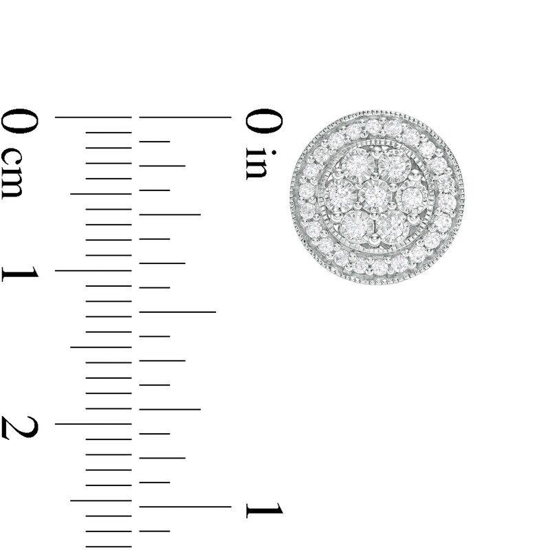 Main Image 3 of 0.50 CT. T.W. Composite Diamond Frame Vintage-Style Stud Earrings in Sterling Silver
