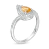 Pear-Shaped Citrine and Lab-Created White Sapphire Flame Ring in Sterling Silver