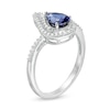 Thumbnail Image 2 of Pear-Shaped Lab-Created Blue and White Sapphire Flame Ring in Sterling Silver