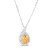 Pear-Shaped Citrine and Lab-Created White Sapphire Flame Pendant in Sterling Silver